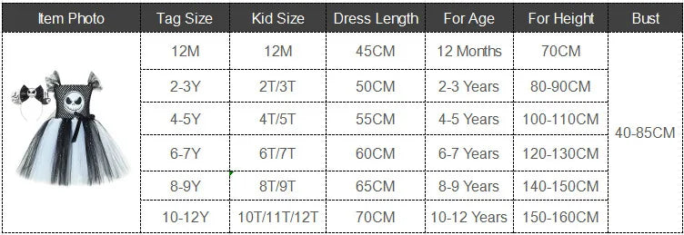 Spooky Skeleton Tutu Costume Dress for Girls