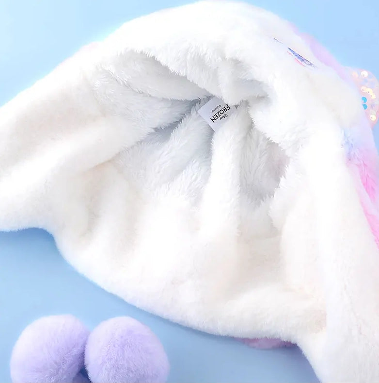 Lavender Ice Princess Plush Winter Hat for Kids