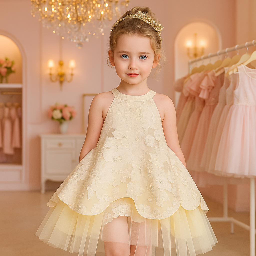 Vestido de fiesta infantil Golden Bloom