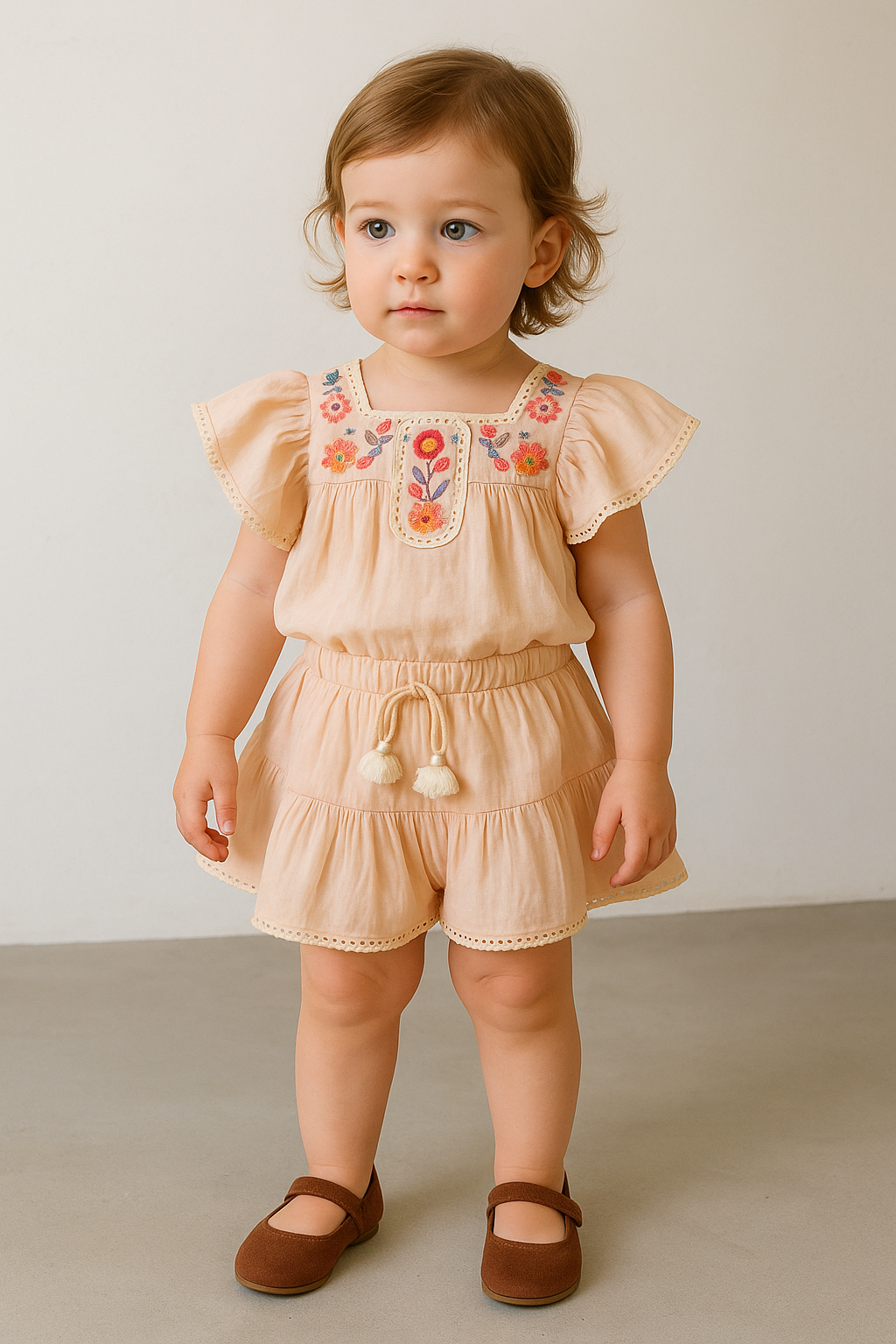 Peach Garden Embroidered Set