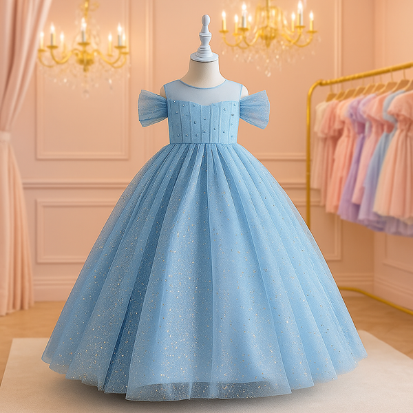 Long Princess Glitter Glamour Dress for Girls