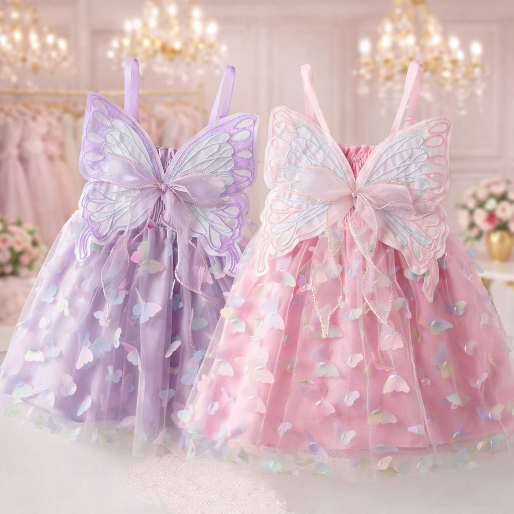 Girls’ Pastel Butterfly Princess Dress