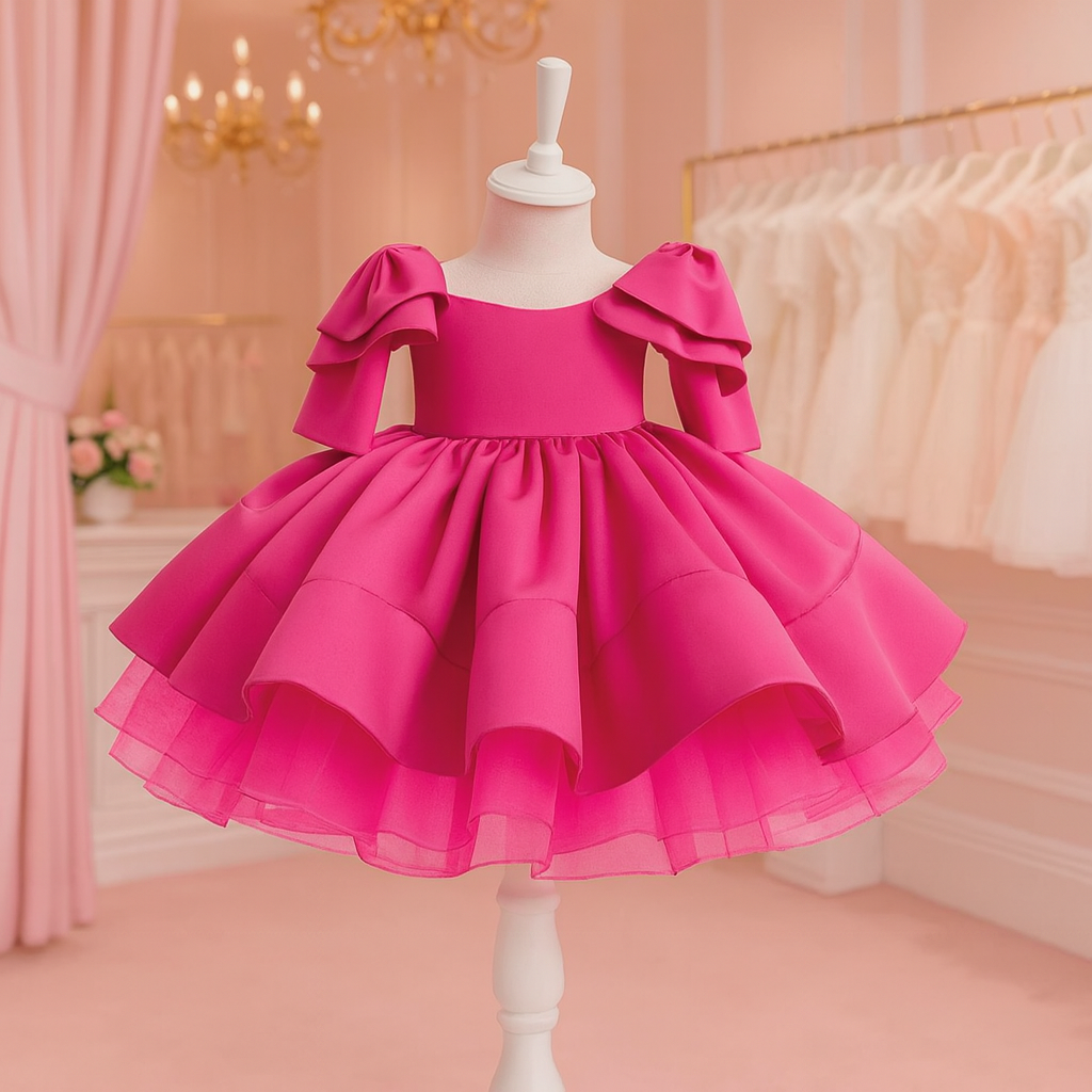 Princess Charm Ruffle Sleeve Kids Party Dress