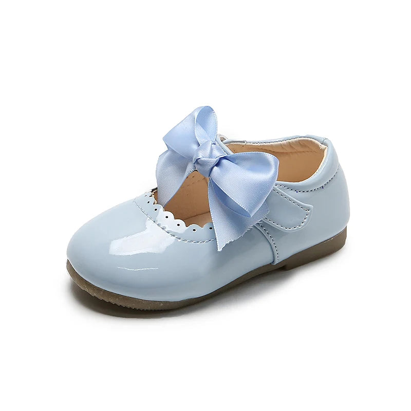 Girls’ Patent Leather Shoes with Satin Bow