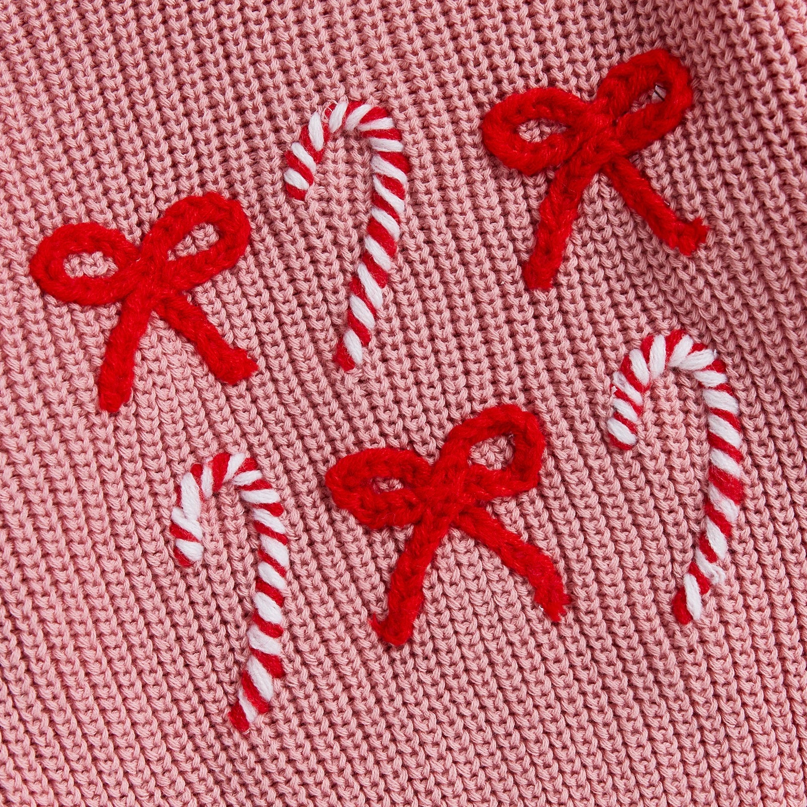 Girls’ Pink Candy Cane Christmas Sweater