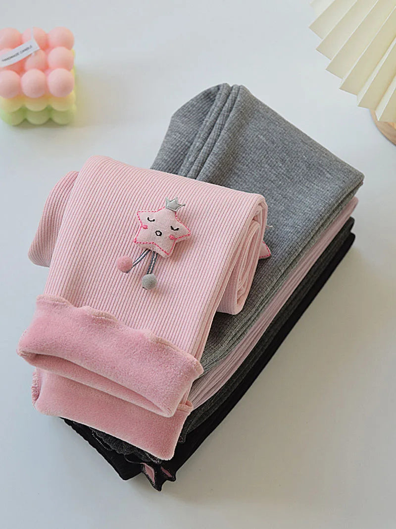 Fleece-Lined Star Leggings for Girls