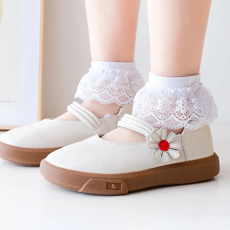 Charming Lace Heart Socks Set – 5 Pairs of Sheer Delight for Girls