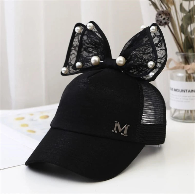 Sparkle Bunny Baseball Cap – Glamouröse Schleifenmütze für Mädchen