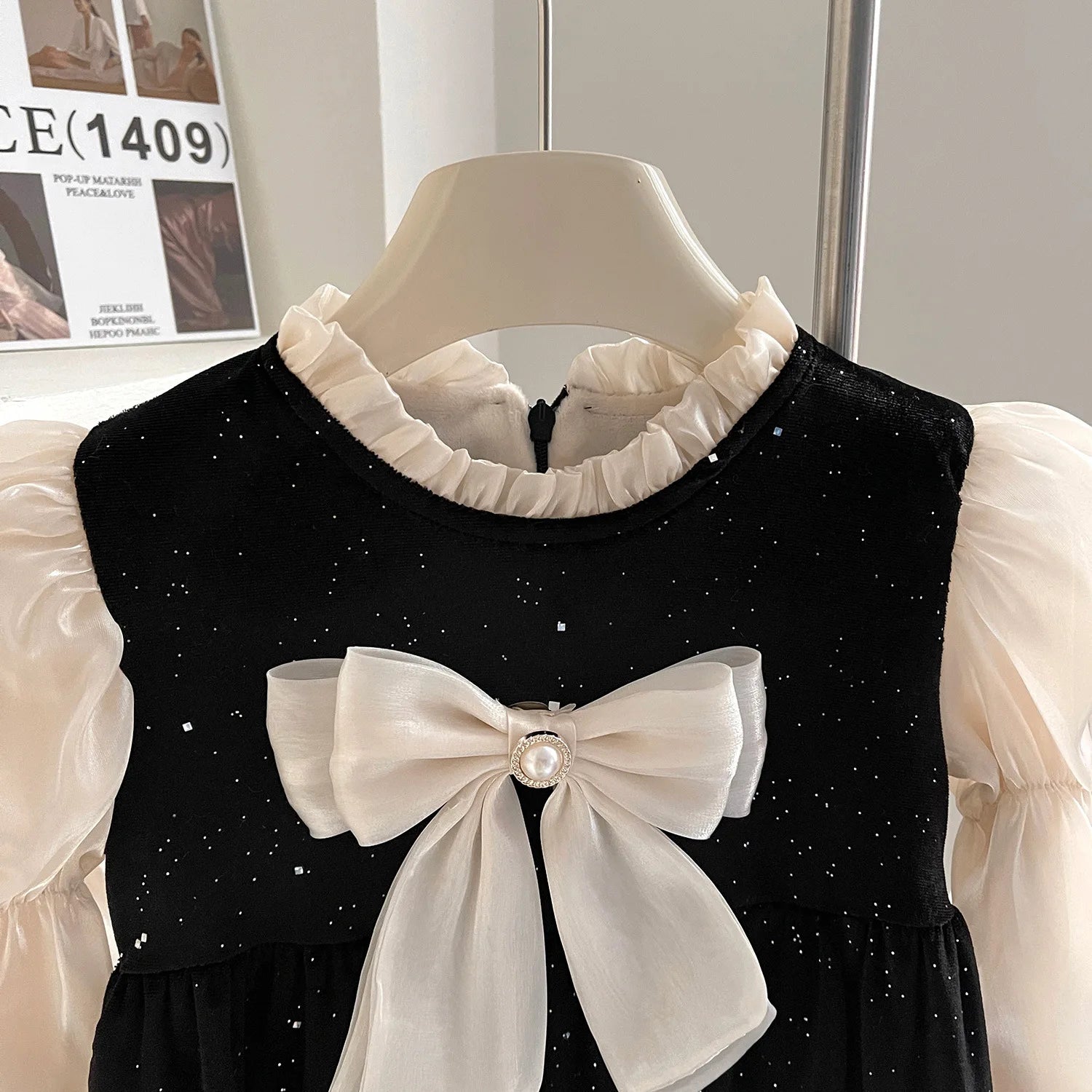 Pearl Bow Party Dress for Girls