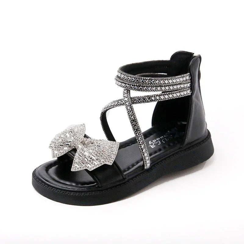 Sandalias de gladiador con lazo brillante