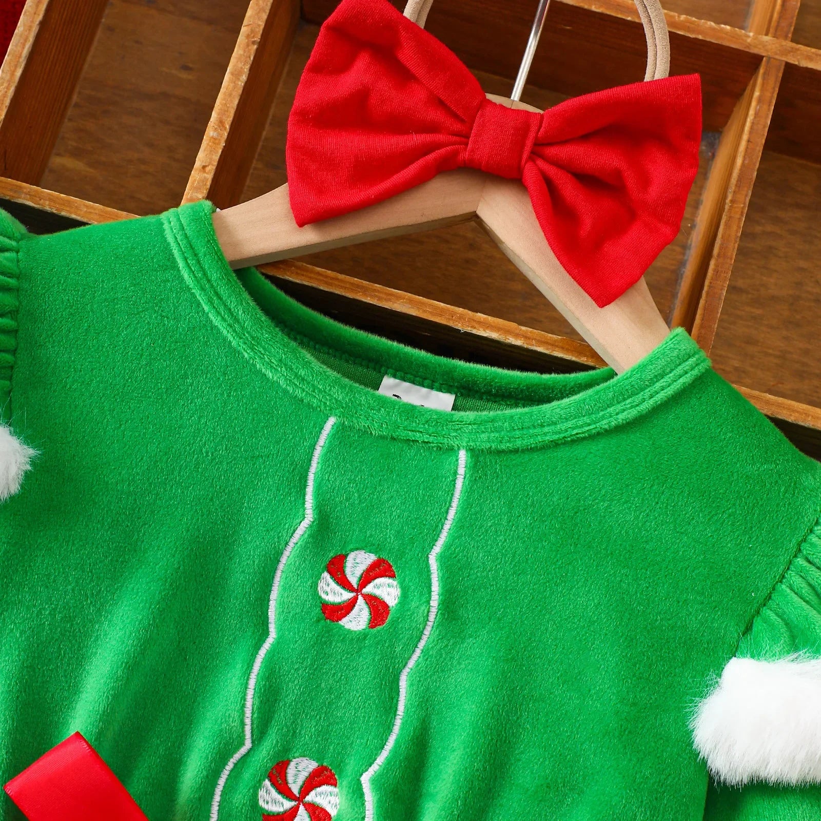 Christmas Elf Tulle Dress with Headband