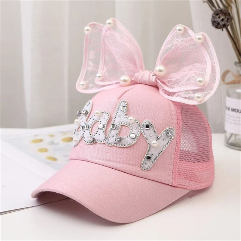 Sparkle Bunny Baseball Cap – Glamouröse Schleifenmütze für Mädchen