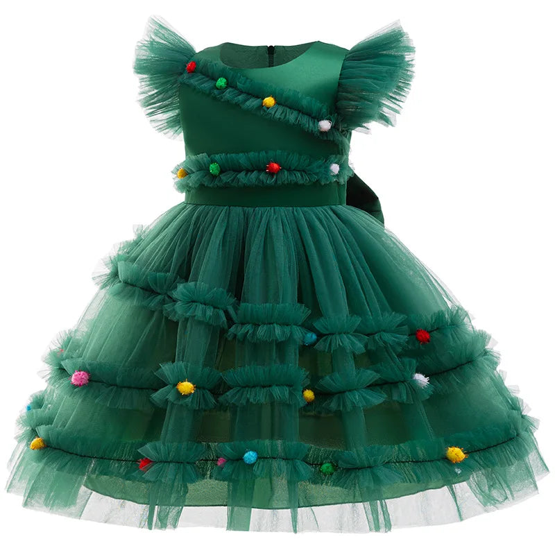 Weihnachtsbaum-inspiriertes Mädchenkleid