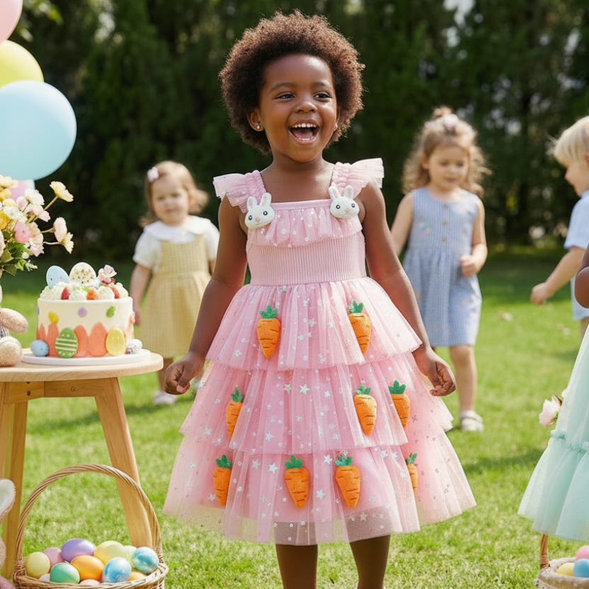 Girls’ Dress Bunny Princess Pink Tulle Dress