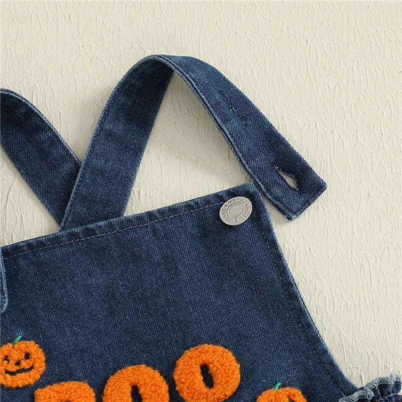 π Boo Baby Halloween Denim Romper
