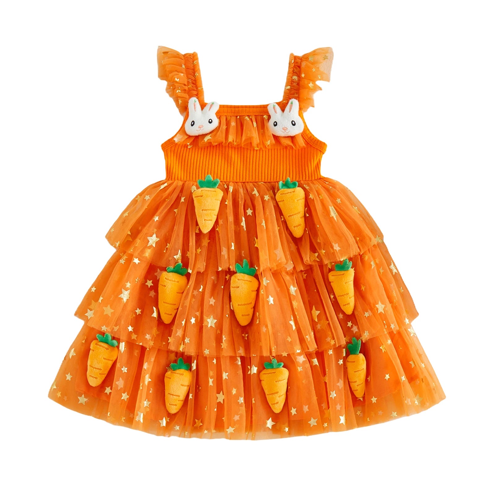 Girls’ Dress Bunny Princess Orange Tulle Dress