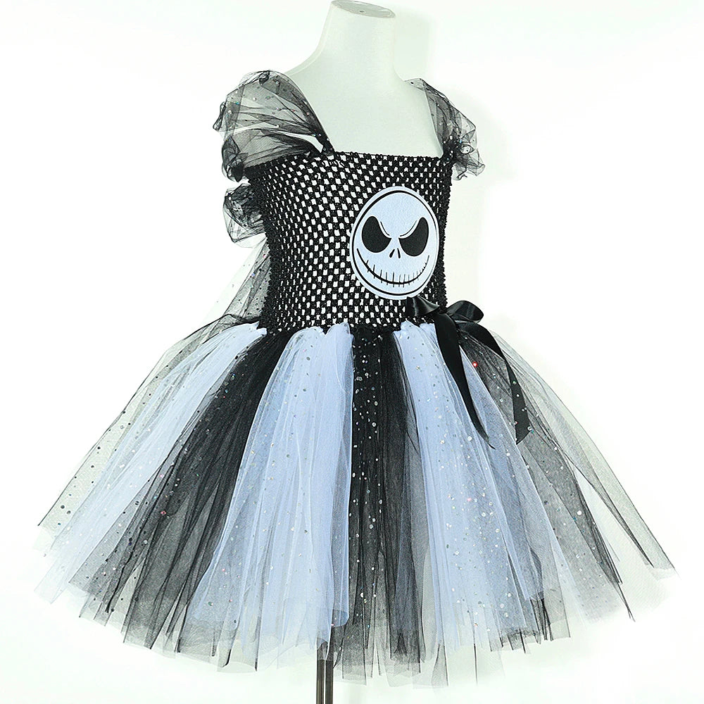 Spooky Skeleton Tutu Costume Dress for Girls