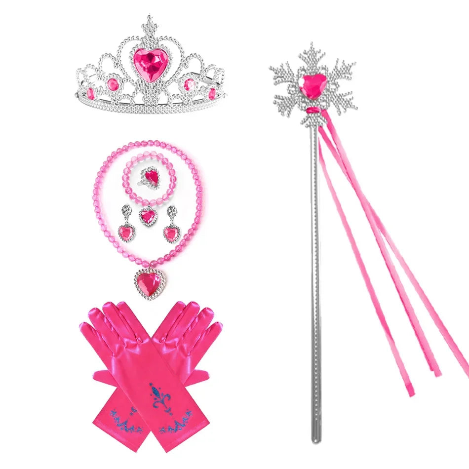 Conjunto de accesorios de princesa de aventuras invernales: peluca trenzada, corona y varita