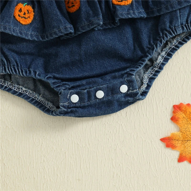 π Boo Baby Halloween Denim Romper