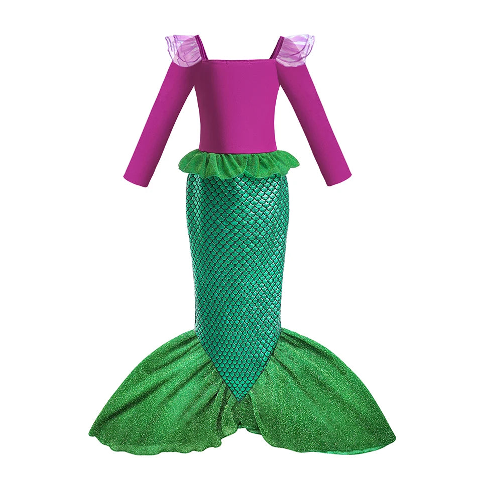 Disfraz de princesa sirena de manga larga con peluca