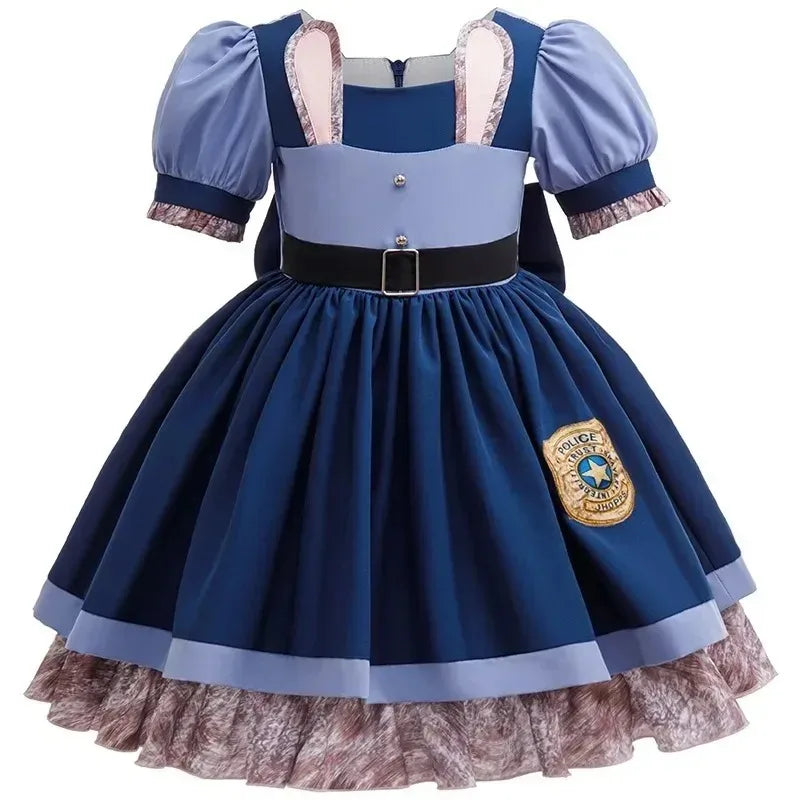 Costume da coniglio blu in stile poliziotto per bambine