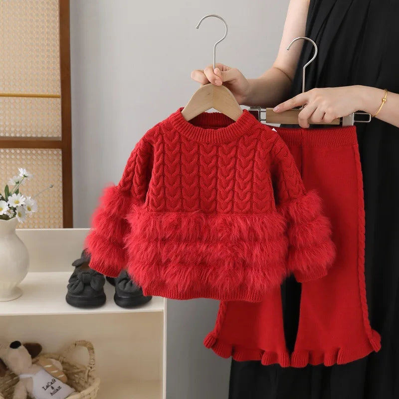 2-Piece Knit & Faux Fur Set