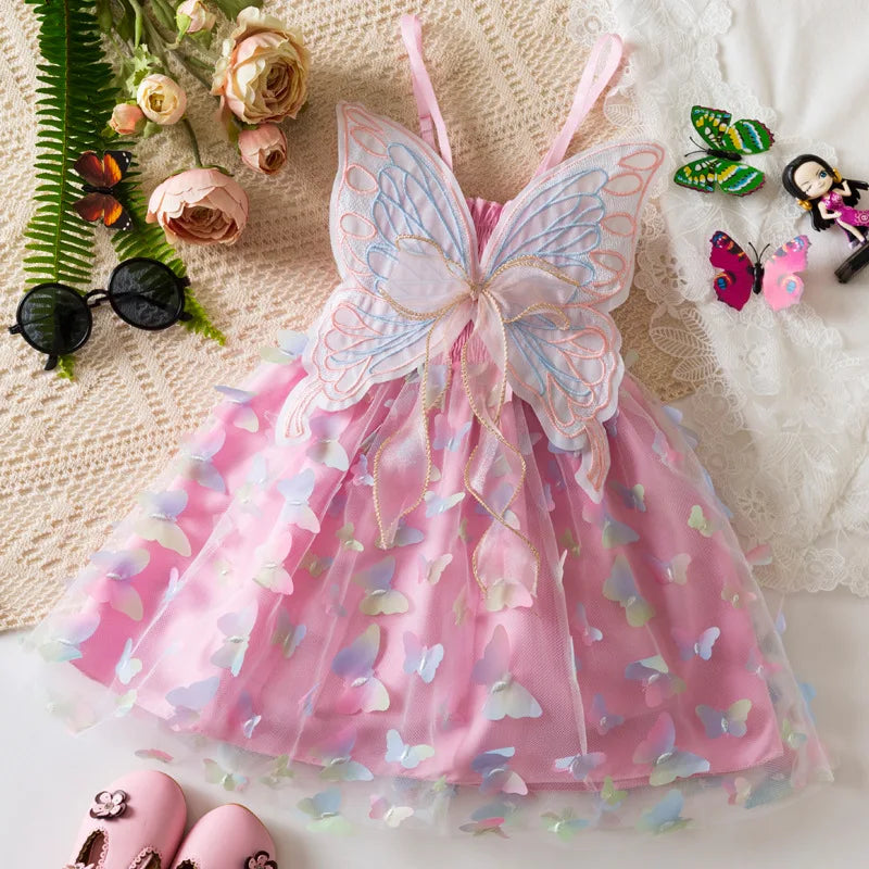 Girls’ Pastel Butterfly Princess Dress