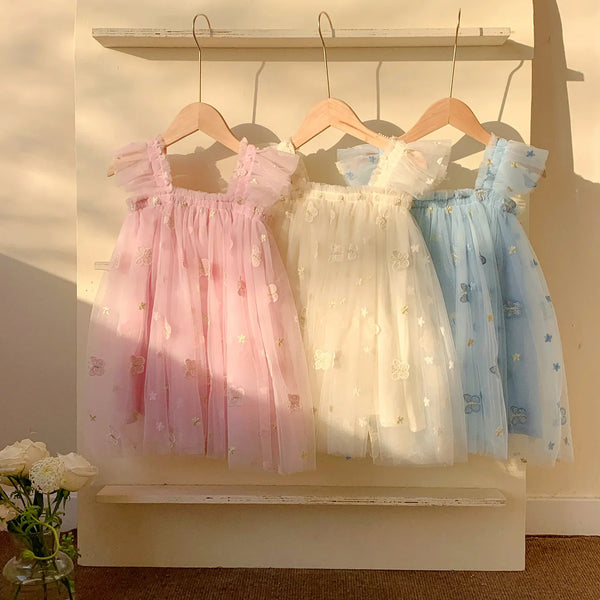 Vestido de princesa de tul con mariposas para niñas