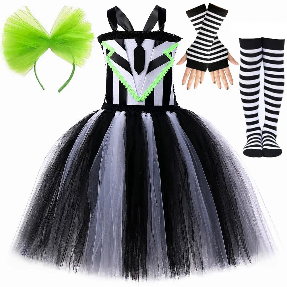 Kids Beetle-Inspired Black & White Tutu Costume