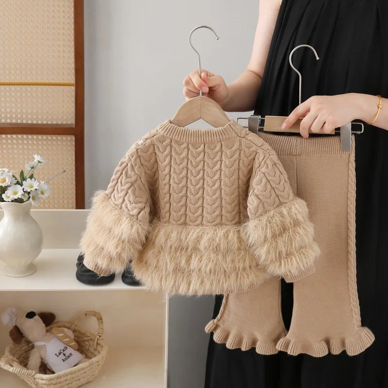 2-Piece Knit & Faux Fur Set