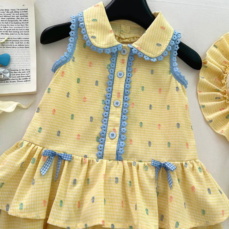 Sunny Dots Yellow Ruffle Dress for Girls