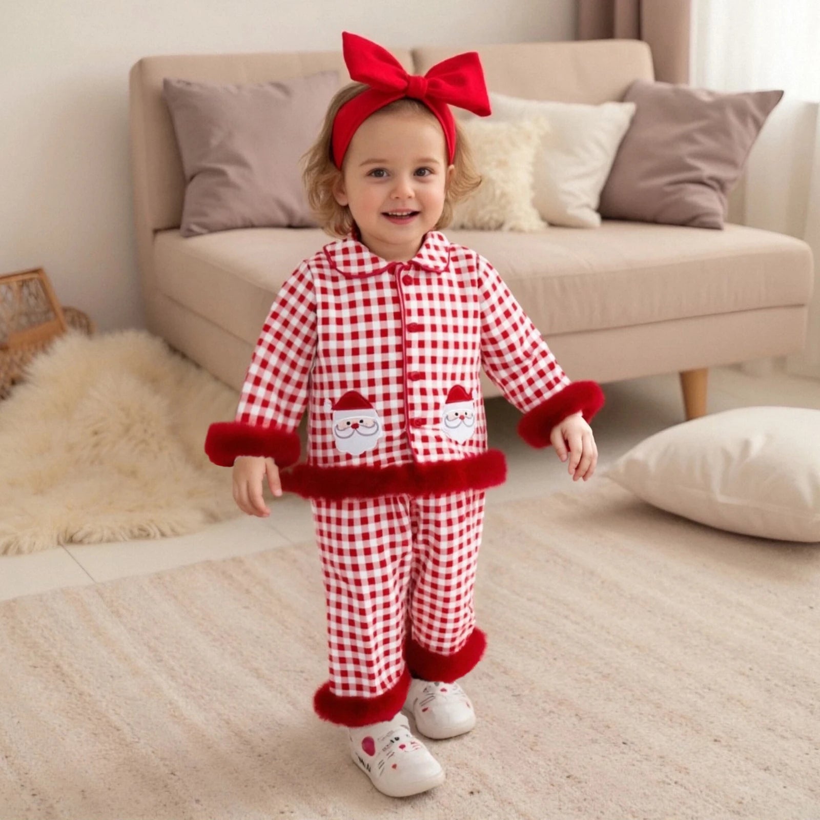 Santa Plaid Kids Pajamas