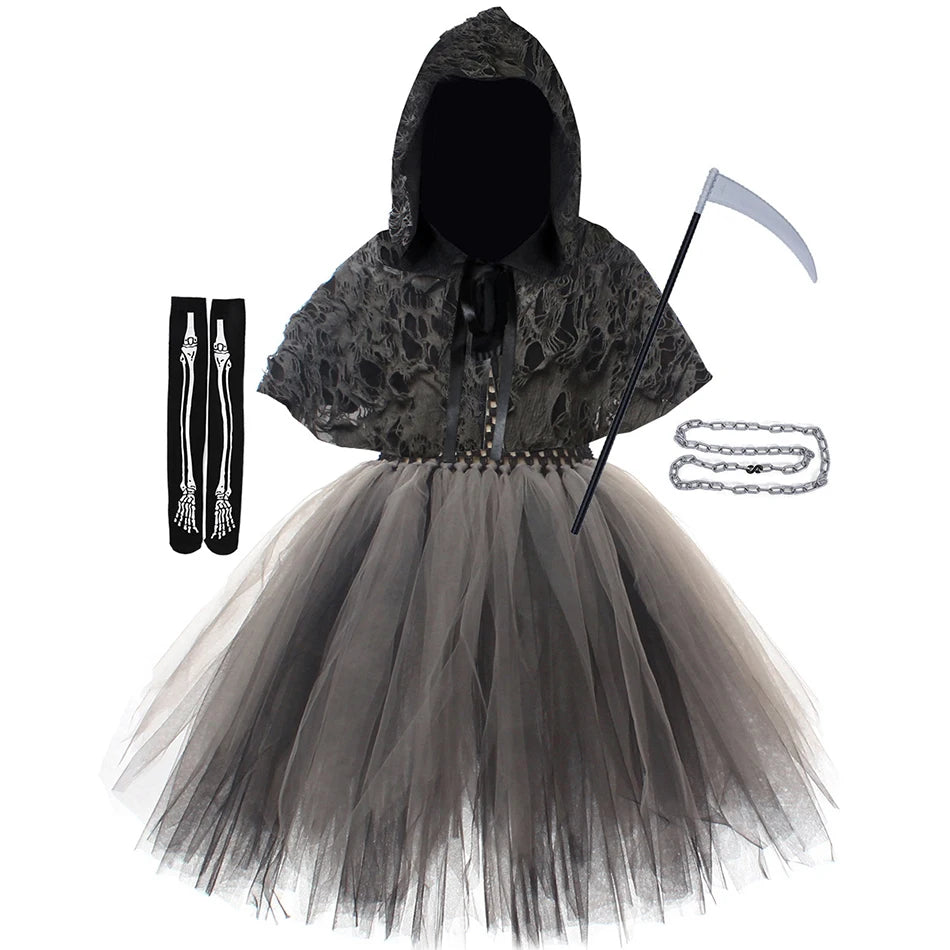 Death Grim Reaper Costume Dress for Girls