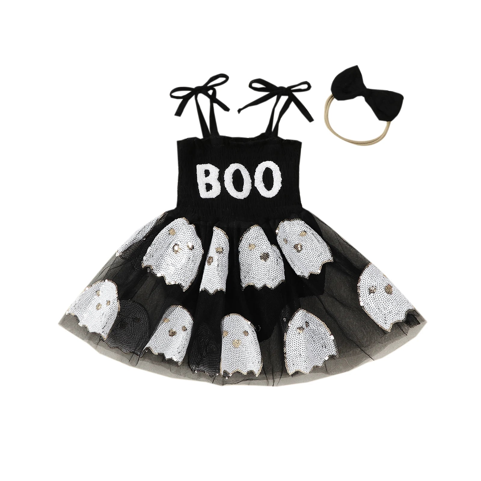 BOO Baby Girl Halloween Romper – Ghost Tutu Edition