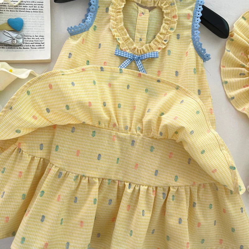 Sunny Dots Yellow Ruffle Dress for Girls