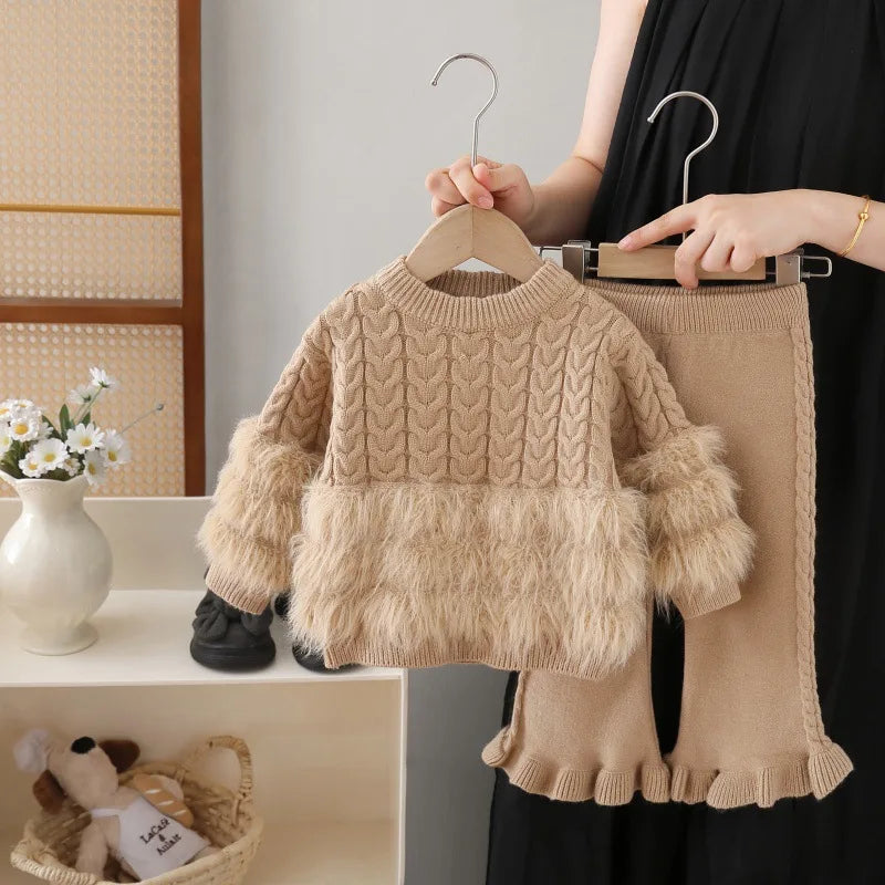 2-Piece Knit & Faux Fur Set