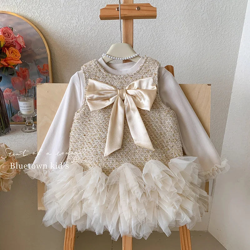 Elegant Tulle & Tweed Dress