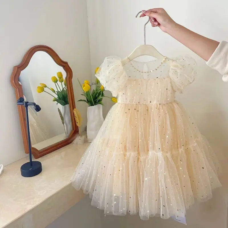 Champagne Stardust Tulle Dress