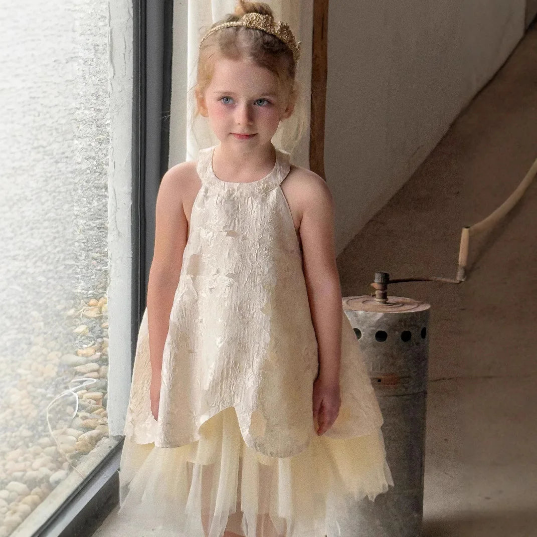 Vestido de fiesta infantil Golden Bloom