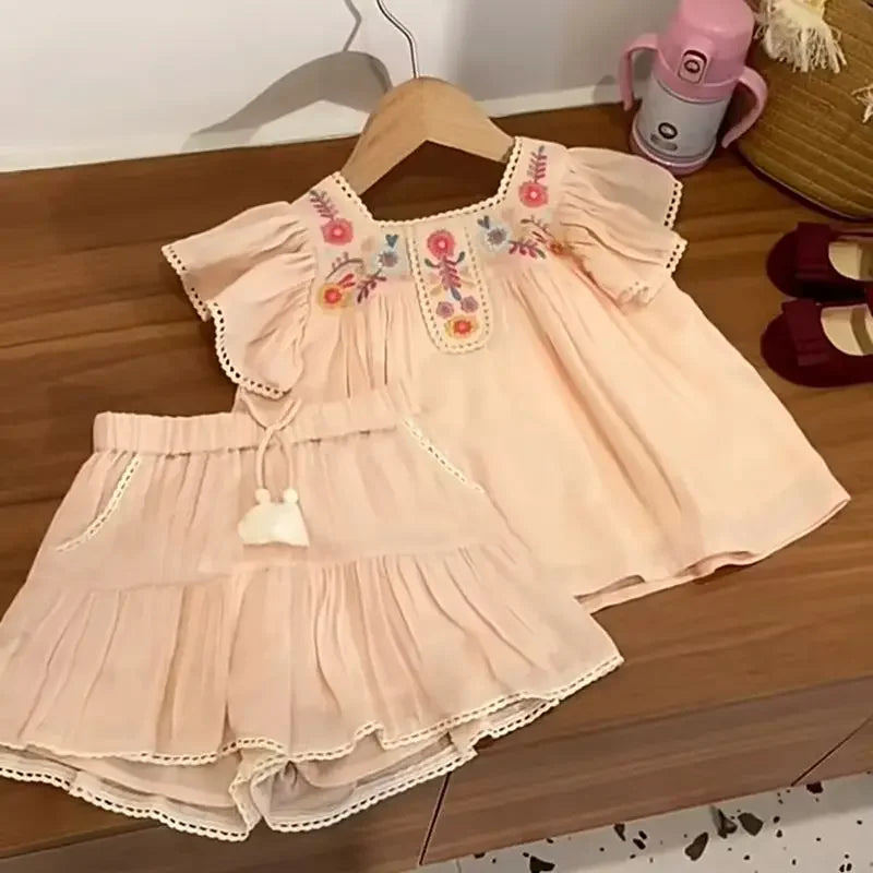 Peach Garden Embroidered Set