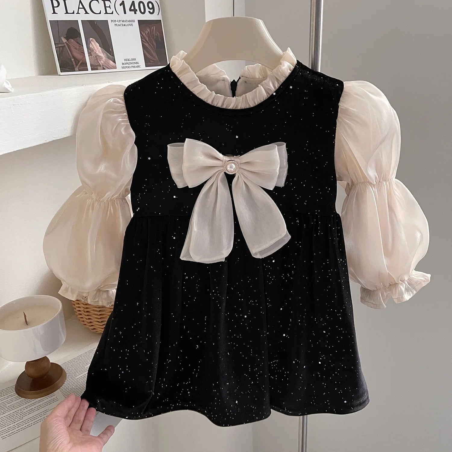 Pearl Bow Party Dress for Girls