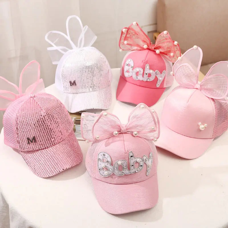 Sparkle Bunny Baseball Cap – Glamouröse Schleifenmütze für Mädchen