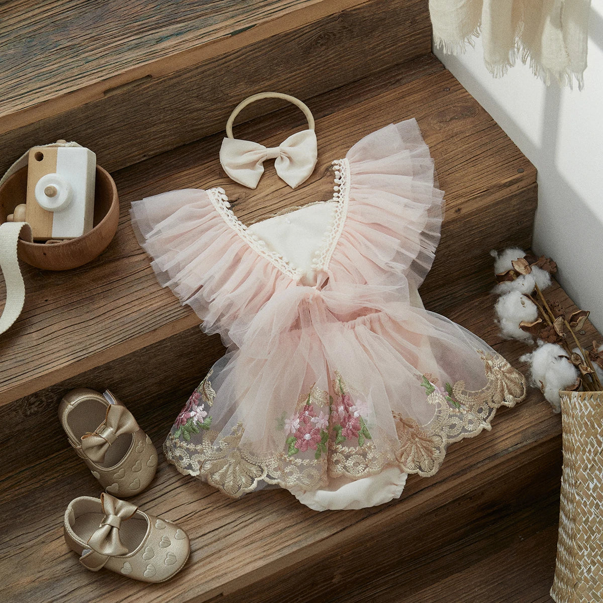 Vintage Blossom Baby Strampler Set