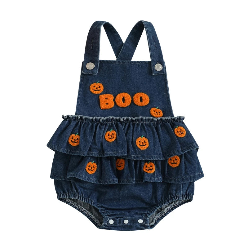 π Boo Baby Halloween Denim Romper