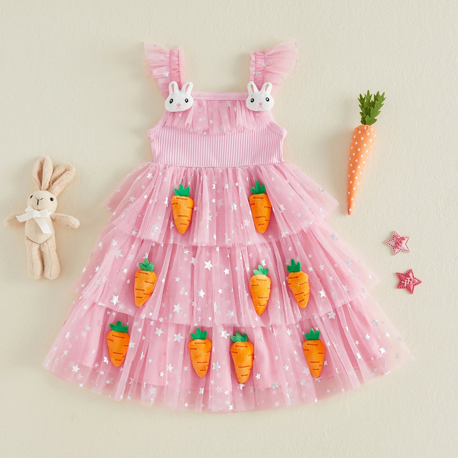 Girls’ Dress Bunny Princess Pink Tulle Dress