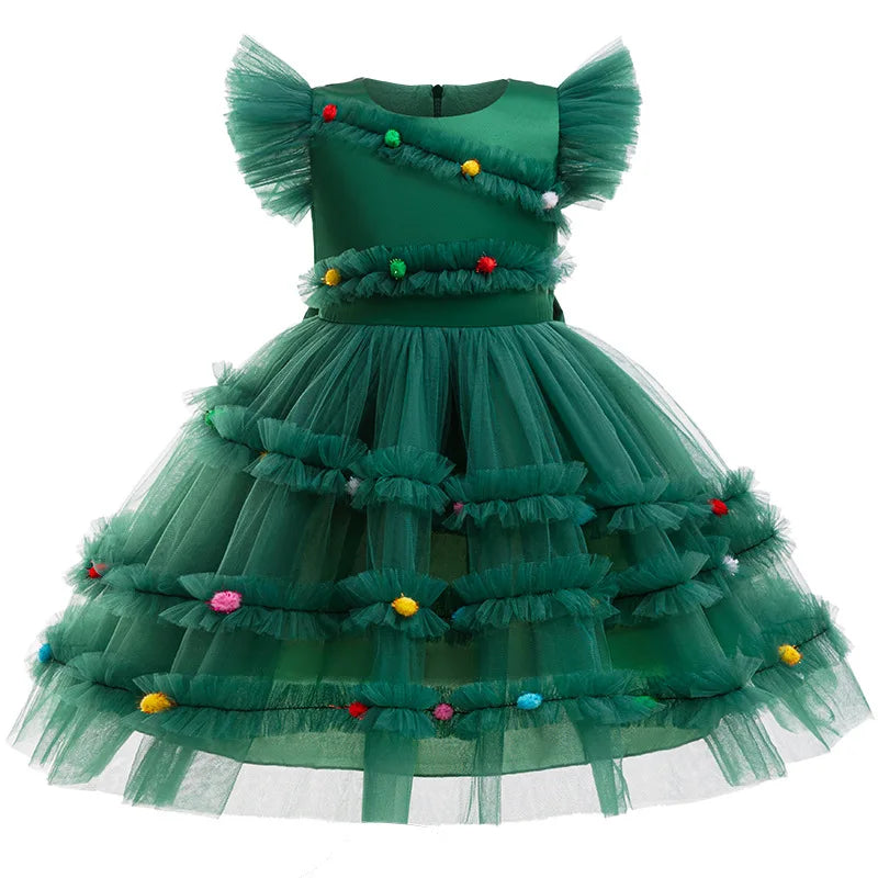 Weihnachtsbaum-inspiriertes Mädchenkleid