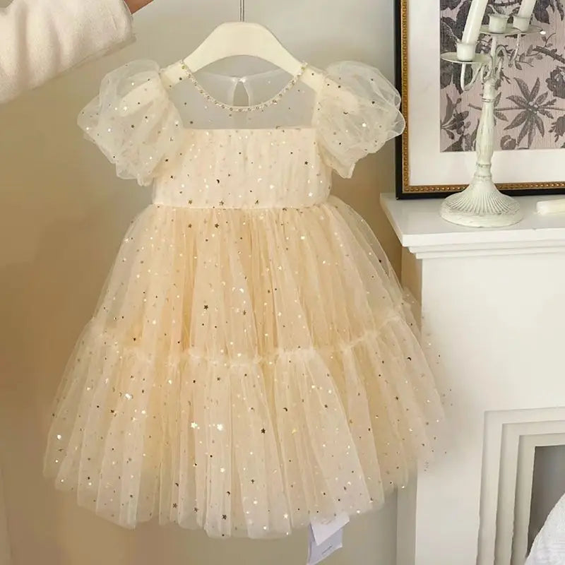 Champagne Stardust Tulle Dress