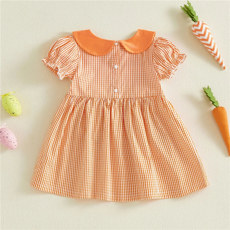 Carrot Gingham Girls’ Dress