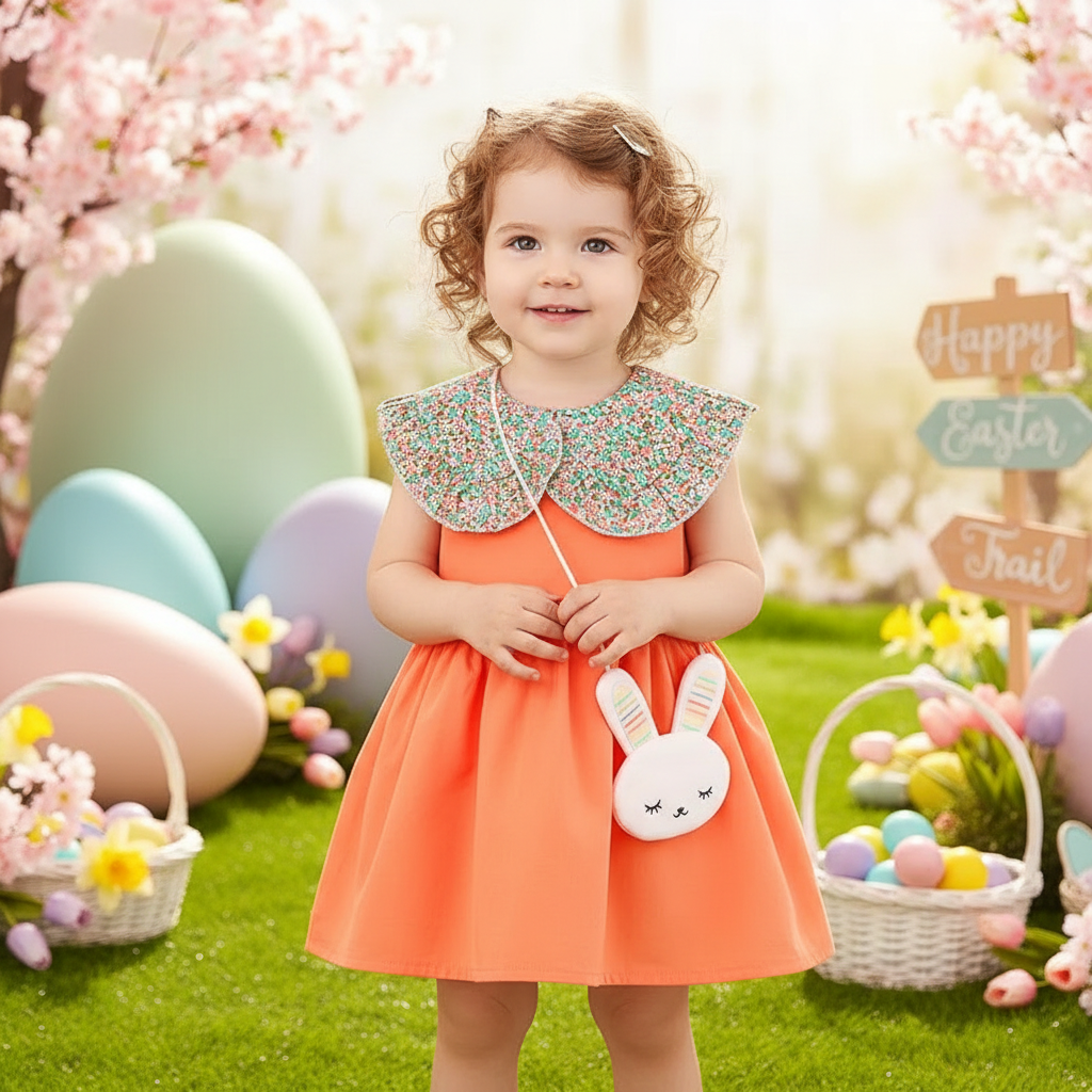 Bunny Girls’ Dress Coral Bloom