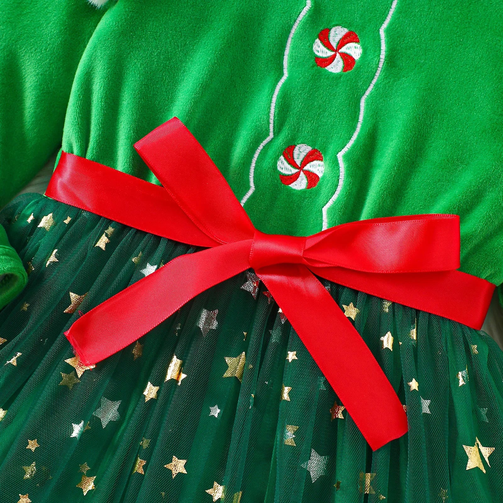 Christmas Elf Tulle Dress with Headband